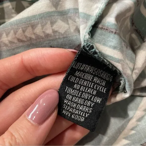 Rock & Roll Denim Aztec Print Snap Shirt Women’s Size XXL - Picture 7 of 10